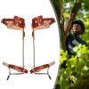 BANLICALI Tree Climbing Spikes, Stainless Steel Climbing Spikes with Cattle Hide Leggings Straps and Gloves, Double Teeth Climbing Trees Gear Kit for Tree Work Climbing Brown+Silver Load 220lbs view 2