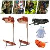 BANLICALI Tree Climbing Spikes, Stainless Steel Climbing Spikes with Cattle Hide Leggings Straps and Gloves, Double Teeth Climbing Trees Gear Kit for Tree Work Climbing Brown+Silver Load 220lbs view 3