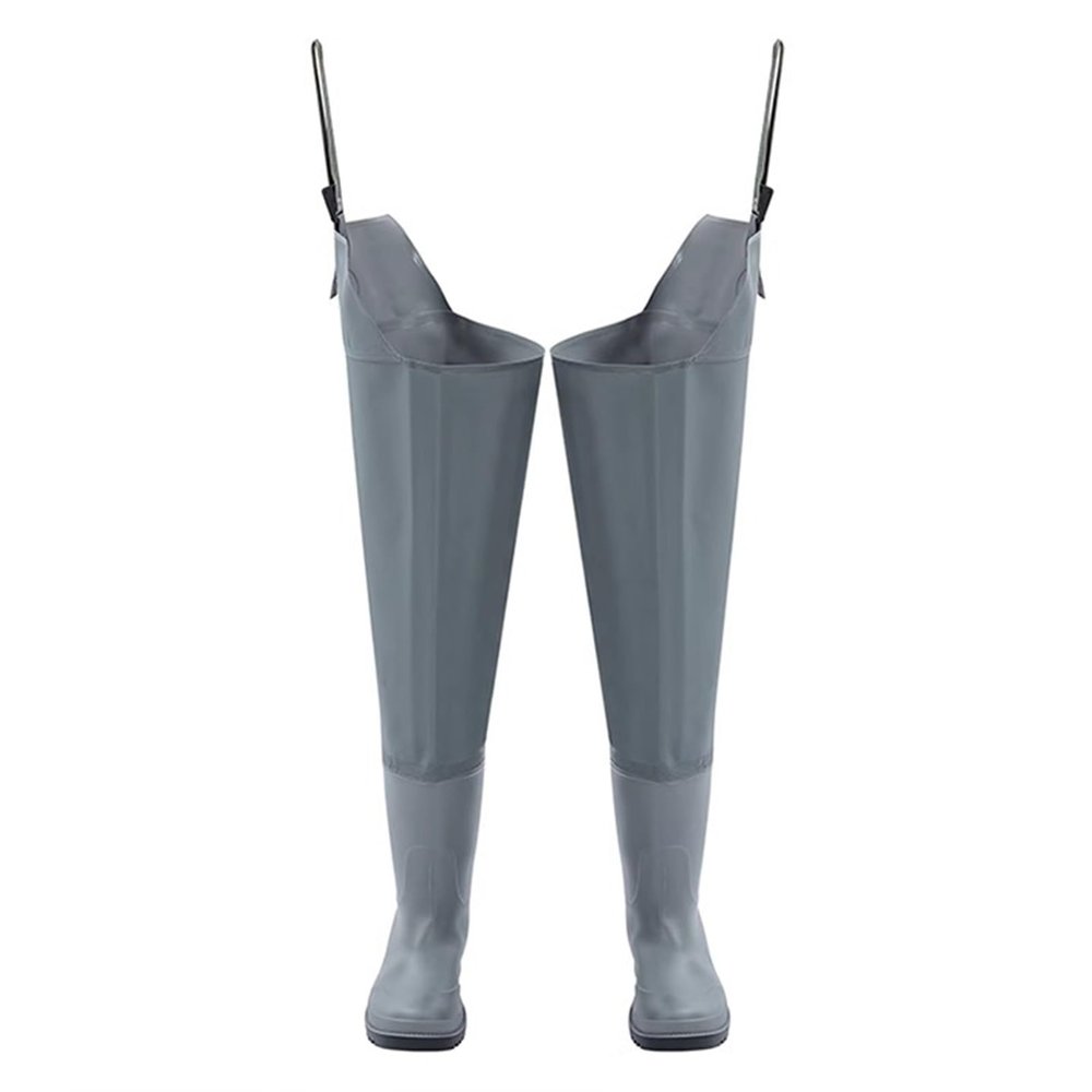 BcoMfy 80cm/31.5inMen's Hip Waders Pvc Non-slip Oxford Sole Fishing And Hunting Flat Hip Waders (Color : Gray-, Size : 9.5)