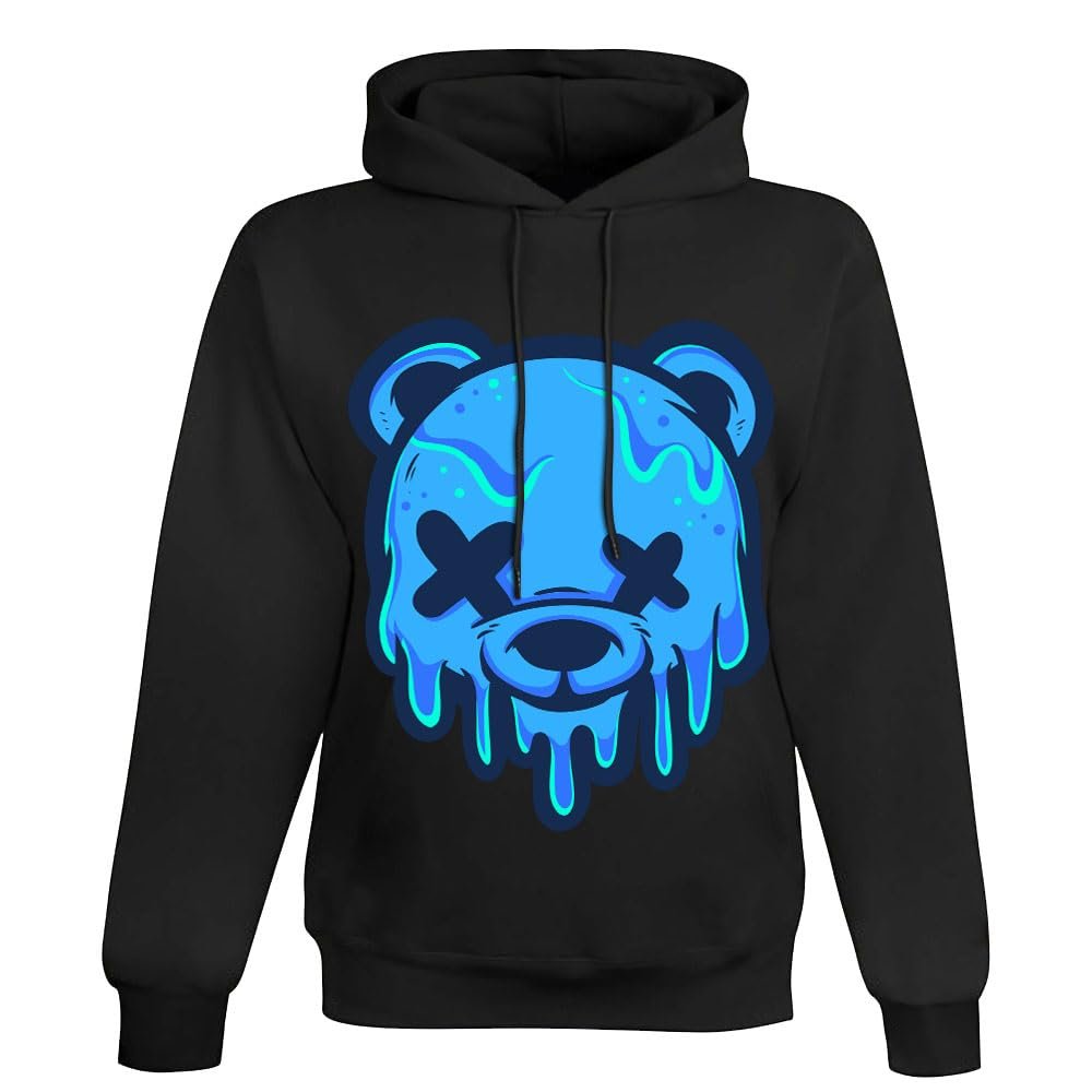 ReLuB Men's Print Graphic Hoodies, Ice Head Bear Cartoon Unisex Long Sleeve Drawstring Pocket Pullover Hooded Sweatshirt for Teens Men Women (2XL)