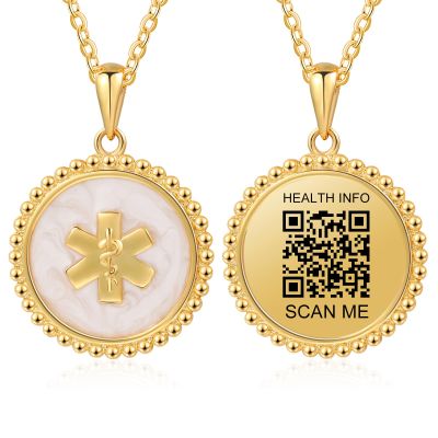 Medical Alert Necklace for Women with QR Code Medical ID Necklace