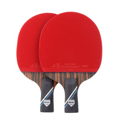 2 Table Tennis Bat Ebony and Carbon Fiber Ping Pong Paddle for Beginner and Intermediate / 6 Stars/Long Handle (6 Stars Short Handle)