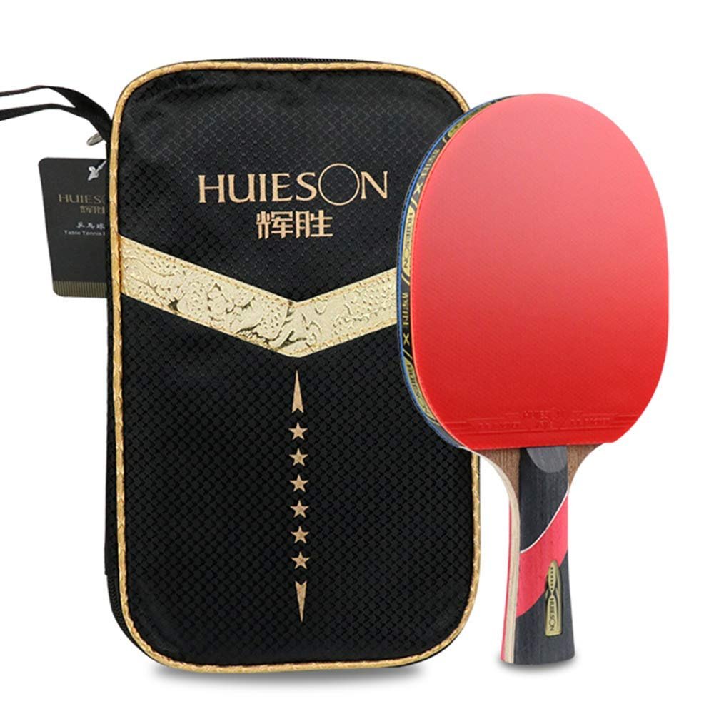 Table Tennis Bat 5 Layers of Wood and 2 Layers of Carbon Fiber Ping Pong Paddle for Beginner and Intermediate / 6 Stars/Short Handle (6 Stars Short Handle)