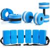 Motionchic 5 Pcs Water Aerobics Equipment Set, Pool Exercise Equipment for Adults with Swim Belt, EVA Pool Weights Dumbbells and Ankle Weights, Water Aerobics Weight Set(Blue,Classic) view 1