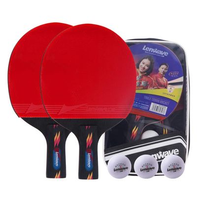 5 Stars Table Tennis Bats 2 Player Set Pingpong Racket Double-Sided Reverse Adhesive Suitable for Beginner and Intermediate/As Shown/Short Handle (As Shown Long Handle)