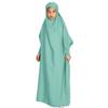 Abayas for Girls Abaya Full Cover Hijab Dubai Turkey Kaftan Prayer Dress Kids Muslim One Piece Long Sleeve Arabian Robe Ramadan Maxi Dresses Modest Islamic Casual Clothing Outfit Light Green 8-9 Years view 1