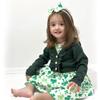 HINTINA 3T Toddler little Girls St. Saint Patrick's Day Dress Outfits Shamrock Sleeveless Sundress With Long Sleeve Waffle Cardigan Set 3-4T view 3