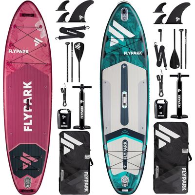 Flypark Standard&Family Bundles11'x34 & 11'x35 Inflatable Stand Up Paddle Boards, All Accessories+2, 116L Backpack, Shoulder Strap, 2-Action Pump