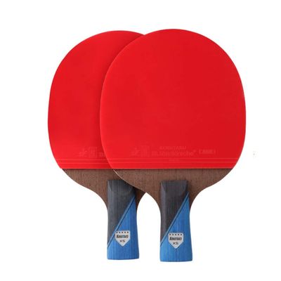 2 Table Tennis Bat Pure Wood and Carbon Fiber Ping Pong Paddle for Beginner and Intermediate / 5 Stars/Short Handle (5 Stars Short Handle)