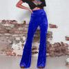 Xiaojmake Women's Elegant Velvet Flare Leg Palazzo Long Pants Elastic Waist Silky Stretchy Slim Bodycon Bell Bottom Trousers view 3