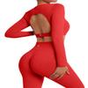 SUUKSESS 2 Piece Workout Sets for Women Long Sleeve Gym Sets Woman Butt Lifting Leggings Open Back Crop Tops view 1