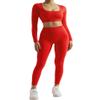 SUUKSESS 2 Piece Workout Sets for Women Long Sleeve Gym Sets Woman Butt Lifting Leggings Open Back Crop Tops view 3