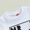 Baby Boy Summer Clothes Short Sleeve Mr Steal Your Snacks Letter Print T Shirt Top Solid Shorts Set Casual Outfits (White, 12-18 Months) view 4