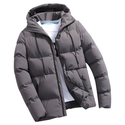 SWJGLITTR Men's Winter Skinny Hooded Jacket Windproof Thick Quilted Casual Padded Coat Full Zip Slim Fit Warm Outwear (Grey,4X-Large)