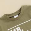 Baby Boy Summer Clothes Short Sleeve Mr Steal Your Snacks Letter Print T Shirt Top Solid Shorts Set Casual Outfits (Army Green, 2-3 Years) view 4