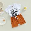 Baby Boy Summer Clothes Short Sleeve Mr Steal Your Snacks Letter Print T Shirt Top Solid Shorts Set Casual Outfits (White, 2-3 Years) view 3