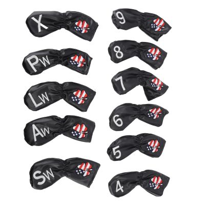 11 pcs Golfs Cephalic Covers, PU Leather Golfs Headcovers, Golfs Club Headcovers with Embroidered Numbers fits Most Clubs