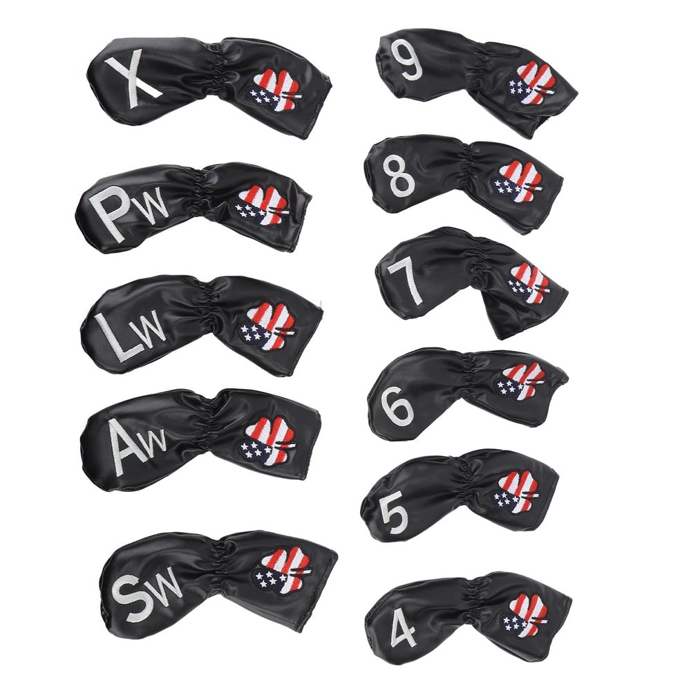 11 pcs Golfs Cephalic Covers, PU Leather Golfs Headcovers, Golfs Club Headcovers with Embroidered Numbers fits Most Clubs