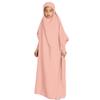 Abaya Muslim Girls Islamic Prayer Dress for Kids - Jilbab Muslin Thoub Isdal One Piece Ramadan Dubai Eid Dress - Peach Pink for 8-9 Years view 1