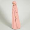 Abaya Muslim Girls Islamic Prayer Dress for Kids - Jilbab Muslin Thoub Isdal One Piece Ramadan Dubai Eid Dress - Peach Pink for 8-9 Years view 2