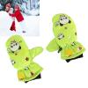 Keenso Kids Ski Gloves Winter Gloves for Boys Girls, Windproof & Finger Linked Design, Cute Prints, Multifunctional Use (Green) view 4