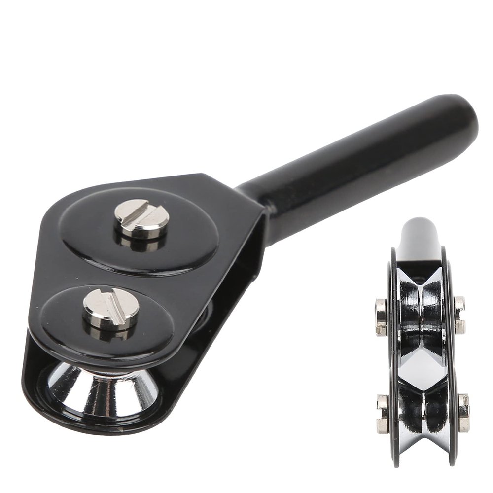 Gavigain Fishing Rod Roller Tip Stainless Steel Double Pulley Guide Ring Roller Rod Tip for Sea Fishing Boat Trolling Black