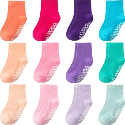 Aroveea Baby Toddler Socks Grip Non Slip Boys Girls Cotton 12 Pack for 5-7 Years Kids Ankle Cute Socks 6M-7Years