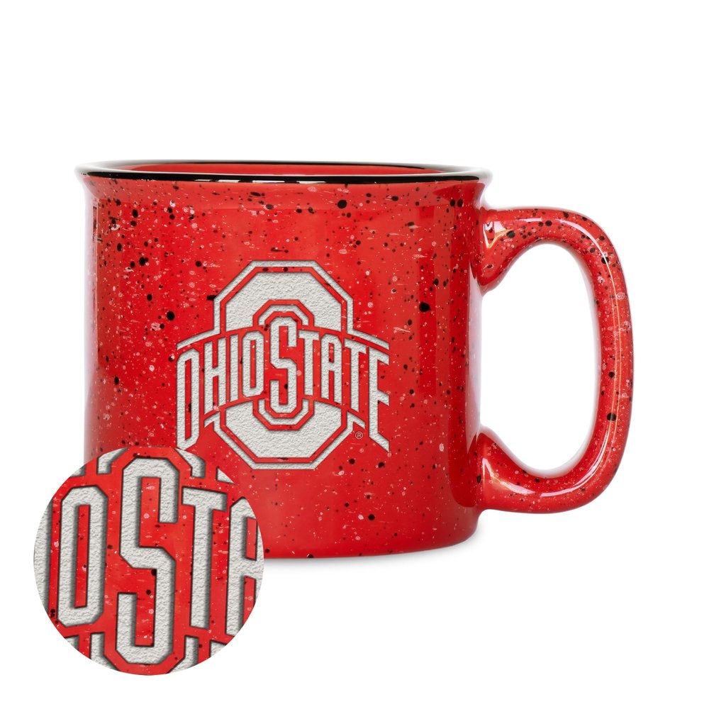 Rico Industries NCAA Ohio State Buckeyes Red 12oz Laser Engraved Campfire Mug