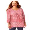 Catherines Women's Plus Size Suprema Feather Together Tee - 2X, Sweet Coral Medallion view 1