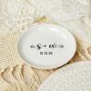 Engagement Ring Holder, Bride to Be Ceramic Ring Tray, Wedding Jewelry Tray, Couple Initial Jewelry Dish, Just Married Gifts - 4" view 4