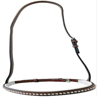 Equitem White Padded Leather Cavesson with Clear Crystal Accent Noseband (Dark Brown)
