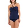 Christina Women's Navy Shirred Halter Bandeau Swim Essential Tankini Top with Molded Cup, Bust Enhancer, Slimming Silhouette view 1