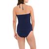 Christina Women's Navy Shirred Halter Bandeau Swim Essential Tankini Top with Molded Cup, Bust Enhancer, Slimming Silhouette view 2