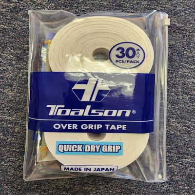 Toalson Quick Dry Grip Overgrip 30 Pack White Tennis Tacky Sweat Absorbant