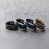 8 mm Men Black Tungsten Carbide Ring Thin Blue Line Wedding Band Vintage Men Jewelry Black Gold 6 view 2