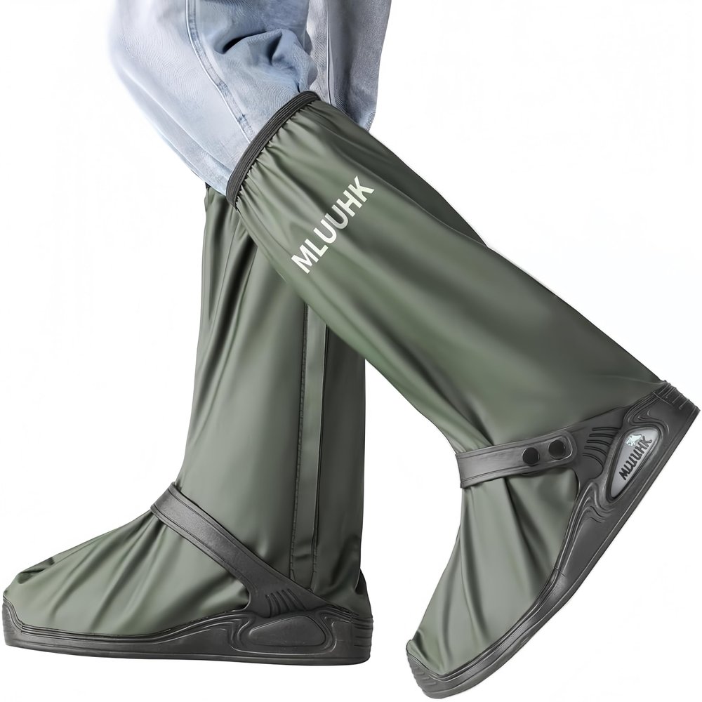 MLUUHK Rain Shoe Covers, Reusable Waterproof Rain Cover for Shoes, Non-Slip PVC Snow Boot Covers for Men and Women (Green, XXL)