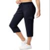 TBMPOY Women's Capri Pants Lightweight Quick Dry Hiking Cargo Pockets Casual Water Resistant Travel Cropped Cotton Navy Blue 2XL view 2