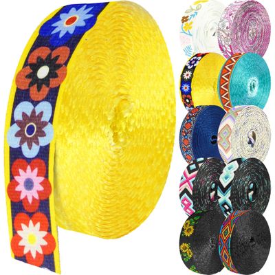 Grosun 1.5 inch Patterned Nylon Webbing Belt Webbing Straps Purse Straps Backpack Straps Nylon Belt for Seatbelt, Bags, Backpacks, Luggage (H, 10 Yards)