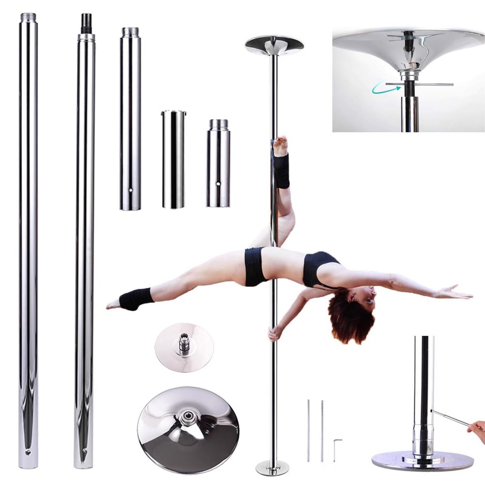 JXYQZD Pole Dance Pole for Home, Removable Spinning Static Dancing Pole, Adjustable Height for Home Bedroom Apartment Club, Loads 440lbs
