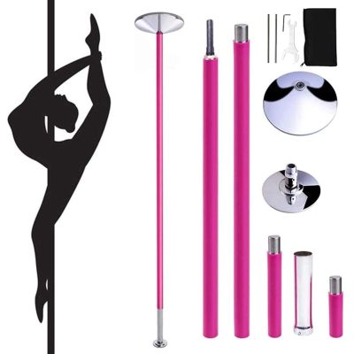 JXYQZD Professional Dance Pole, Removable Spinning Static Dancing Pole, Silicone Dance Pole 7'-9' Adjustable Height, Portable Dance Pole Kit for Gym Exercise Club Party Pub (Color : Pink)
