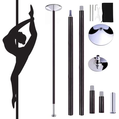 JXYQZD Professional Dance Pole, Removable Spinning Static Dancing Pole, Silicone Dance Pole 7'-9' Adjustable Height, Portable Dance Pole Kit for Gym Exercise Club Party Pub (Color : Black)