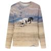 Horses T Shirt Women Funny Graphic Tees Long Sleeve Crew Neck Shirts Casual Loose Fit Blouses Horse Lover T-Shirt Gift view 4