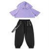 Fldy Kid Girls 2 Piece Outfits Girls Crop Tops with Sweatpants Joggers Set Jazz Hip Hop Dance Clothes Set A 13-14 Years view 3