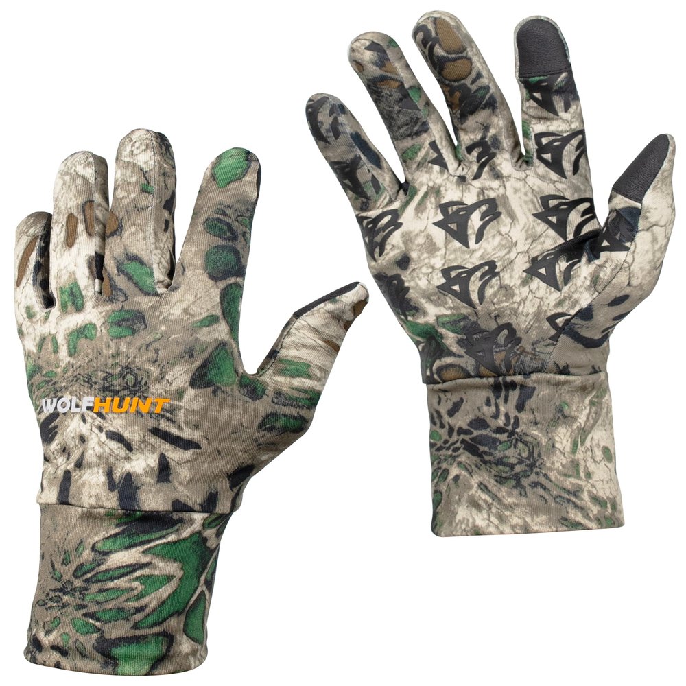 WOLFHUNT Lightweight Camouflage Hunting Gloves Full Finger, Men/Women Anti-Slip Camo Gloves for Hunting, Camo MP, M/L