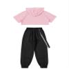 Fldy Kid Girls 2 Piece Outfits Girls Crop Tops with Sweatpants Joggers Set Jazz Hip Hop Dance Clothes Set B 11-12 Years view 4