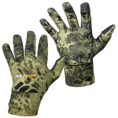 WOLFHUNT Lightweight Camouflage Hunting Gloves, Men/Women Anti-Slip Camo Archery Gloves for Hunting, Camo Woodlands, M/L