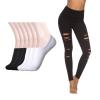 DIBAOLONG Womens High Waist Yoga Pants Cutout Ripped Tummy Control & No Show Socks Non Slip Flat Boat Line Low Cut Socks view 1