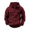 Tactical Sweatshirts for Men: 1/4 Zip Hoodies, Long Sleeve Winter Cargo sports Jacket - Wine