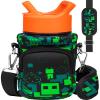 Miss Adola Water Bottle Carrier with Strap - Cute Cartoon Insulated Kids Water Bottle Holder for Boys Girls Green World Neoprene Bottle Bag for 10/12/14/16/18Oz Stainless Glass Bottles Sleeve view 1
