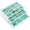 ProCase Earring Holder Organizer Jewelry Box with 3 Drawers, Acrylic Clear Earring Case with Adjustable Velvet Trays for Women - Aqua, 3 Layers view 1